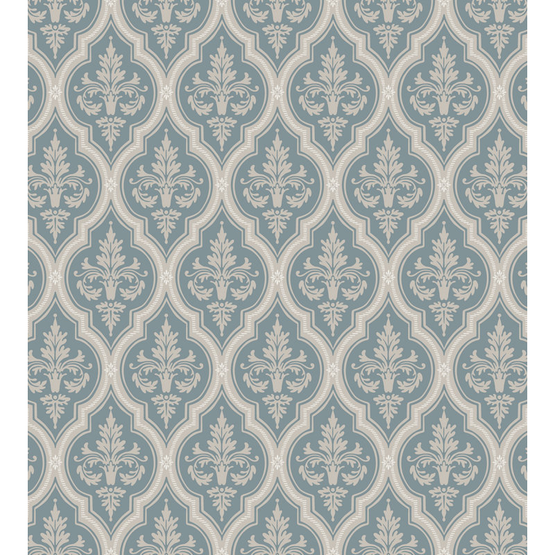 Lofstad Damask Wallpaper Roll, Indigo Blue