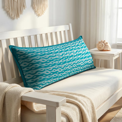 Artisan Hand Loomed Cotton Lumbar Pillow - Blue Ocean - 16"x48"