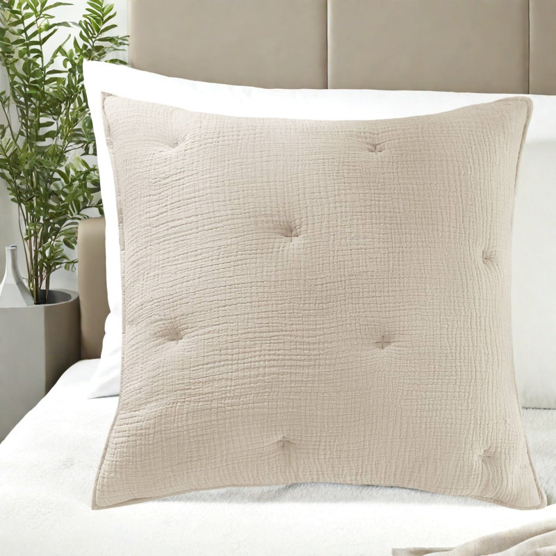 Ensemble de literie confortable en coton, taie décorative européenne taupe brodée pour une maison moderne