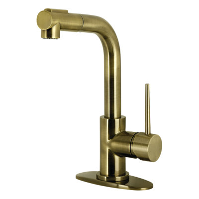 Kingston Brass New York Single-Handle 1-Hole Deck Mount Pull-Out Sprayer Bar Faucet