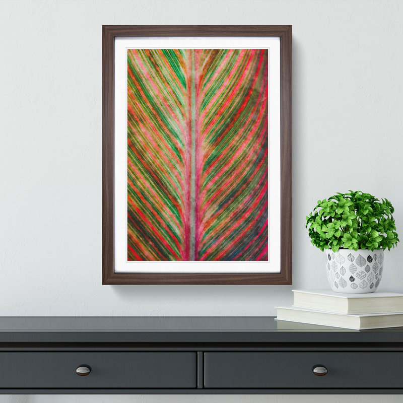 Leaf Stripes - Framed Print, Walnut Framed, 87cm H x 62cm W x 2cm D