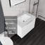 Meuble-lavabo suspendu de 61 cm avec lavabo, armoire en contreplaqué, lavabo en céramique, comptoir et dosseret en marbre synthétique blanc de Carrare de 5 cm, portes à fermeture amortie, blanc-133329069