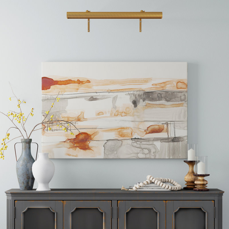 Terra Cotta Lines II by Jennifer Goldberger - Painting on Canvas, 81cm H x 122cm W, Wrapped Canvas