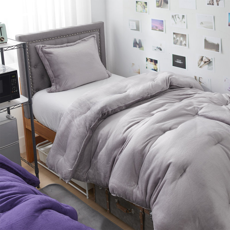 Thickest Comas Inducer Thicker Than Thick Oversized Comforter Set, Gray, Twin Extra Long Comforter + 1 Standard Sham