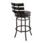 Tabouret de bar pivotant avec finition, similicuir brun, rotation à 360 degrés, support de poids de 250 lb, tissu doux facile à nettoyer, installation simple