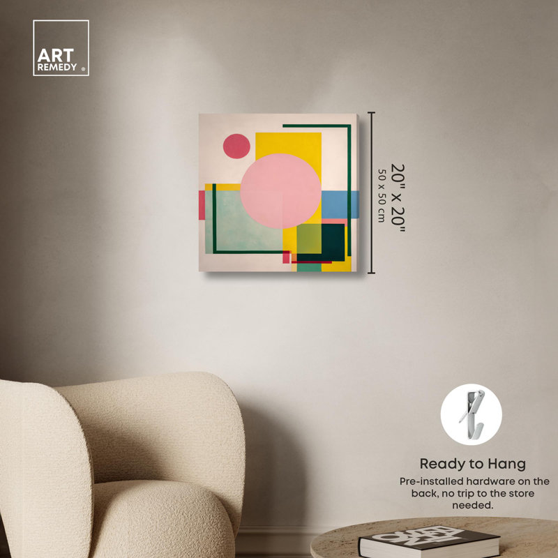Impression sur toile de cercle abstrait, Toile tendue avec châssis, H 20" x l 20" 
