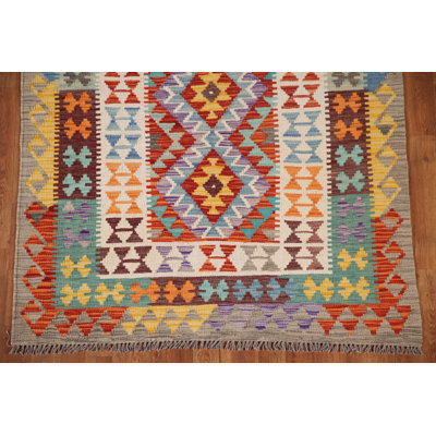 Geometric Wool Kilim Oriental Rug 4x6