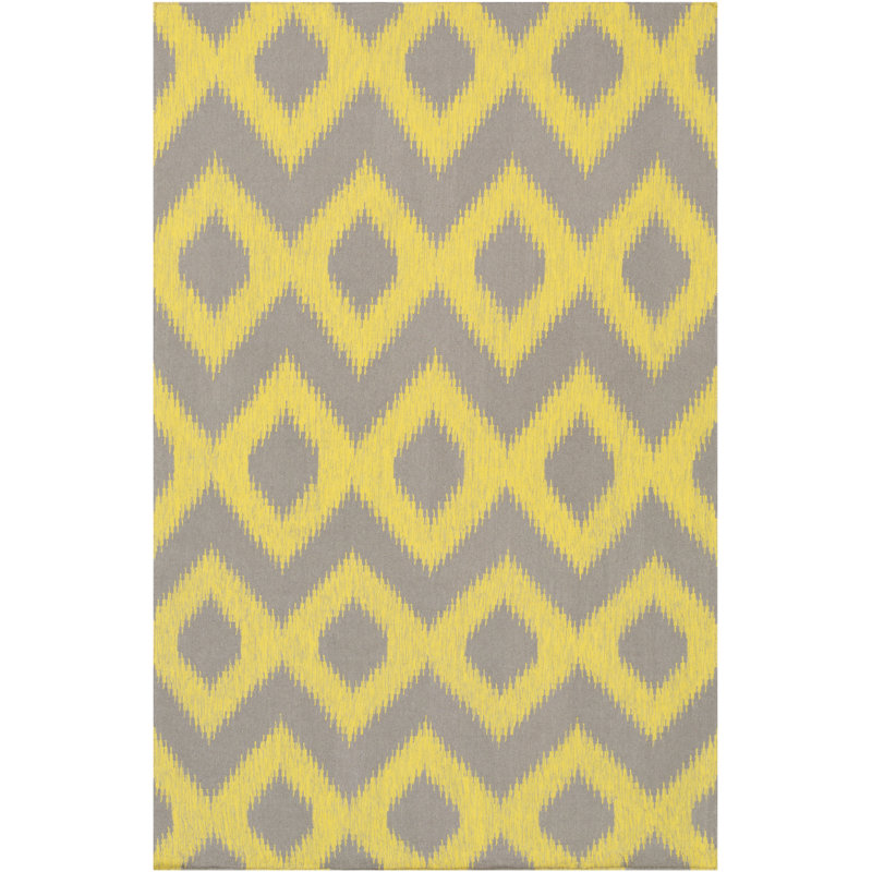 Wool Geometric Indoor Rug, Rectangle 5' x 8'