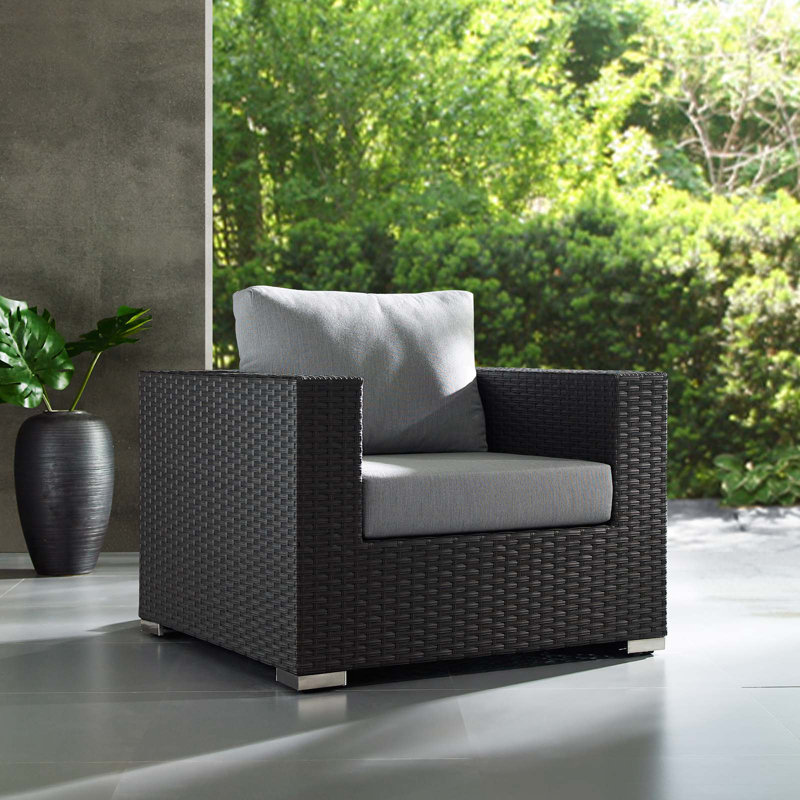 Modway Stopover Outdoor Patio Sunbrella Armchair, Gray Performance Velvet