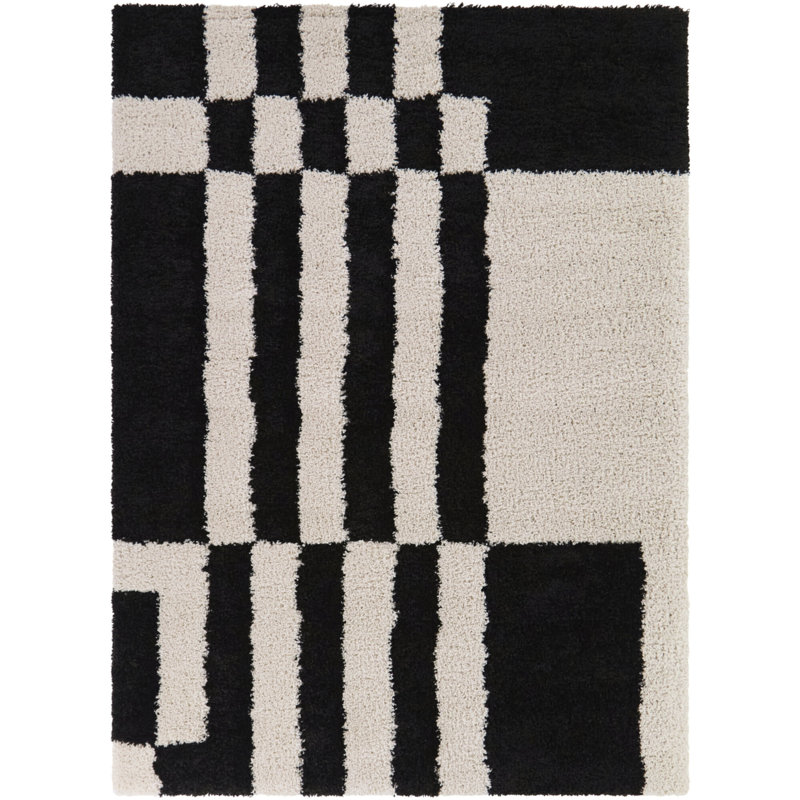 Tapis crème à motif géométrique moderne Elara, Rectangle 5 pi 3 po x 7 pi