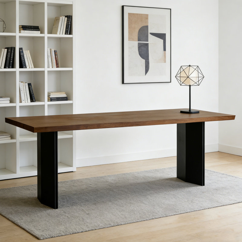 High-quality Durable Walnut Multi-functional Desk, 29.52" H x 94.48" W x 37.4" D