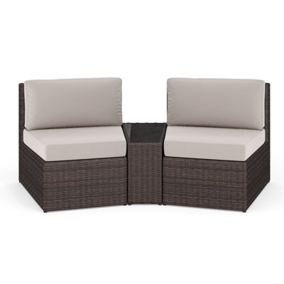 Martha Stewart Bedford Outdoor Modular Rattan Wicker Sectional Sofa Seats And Side Table