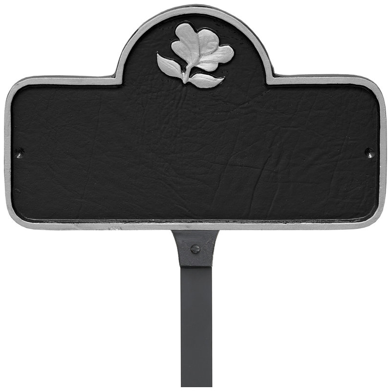 Enseigne d’adresse pour pelouse sur 1 ligne, Noir / argent, Oui