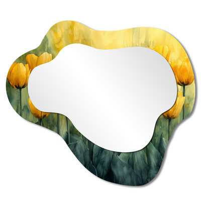 Watercolors Tulips Bouquet Of Summer Blooms I - Miroir mural décoratif tulipes nuage, miroir de coiffeuse traditionnel, imprimé sur métal