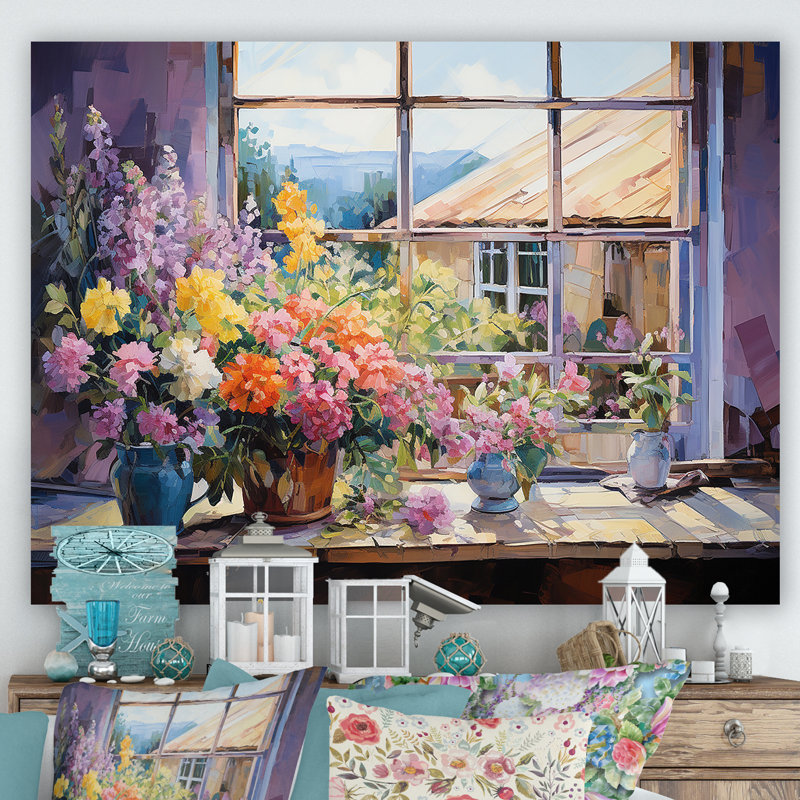 «Mauve Floral Ranch», art mural, Toile tendue, H 16 po x l 32 po x P 1 po