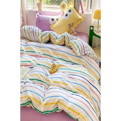 100% Cotton Ranforce Double Quilt Cover Set, Lilac | 79 x 79 inches Duvet Cover & 31.5 x 31.5 inches Pillowcases (2 Pieces) | Machine Washable, 145 Thread Count, Button Closure | Soft & Durable Bedding for a Cozy Bedroom