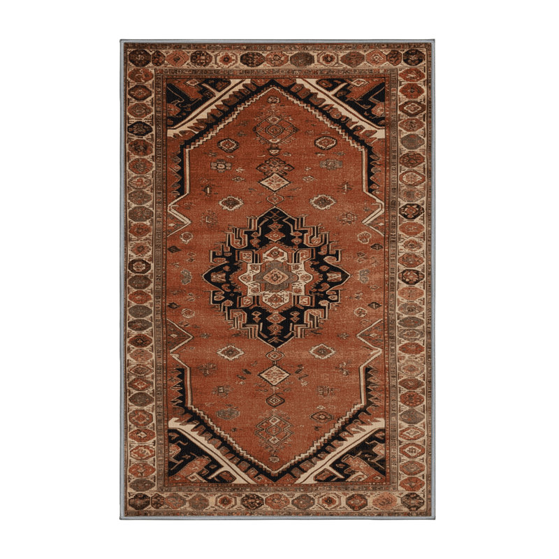 Machine Washable Persian Brown Area Rug, Rectangle 2' x 3'