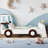 Twin Size Kids Car Bed with Storage Shelves, Fun Race Car Platform Bed , Brown -2020192068