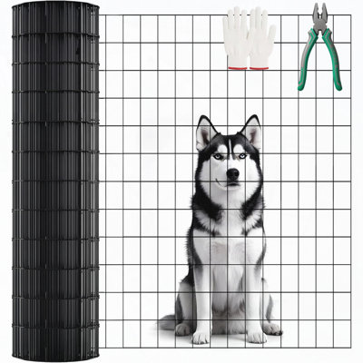 40 INCH × 99 FT black vinyl-coated metal mesh, 16 gauge 2/3 inch black PVC metal mesh, black welded wire mesh support, poultry cage protective fence