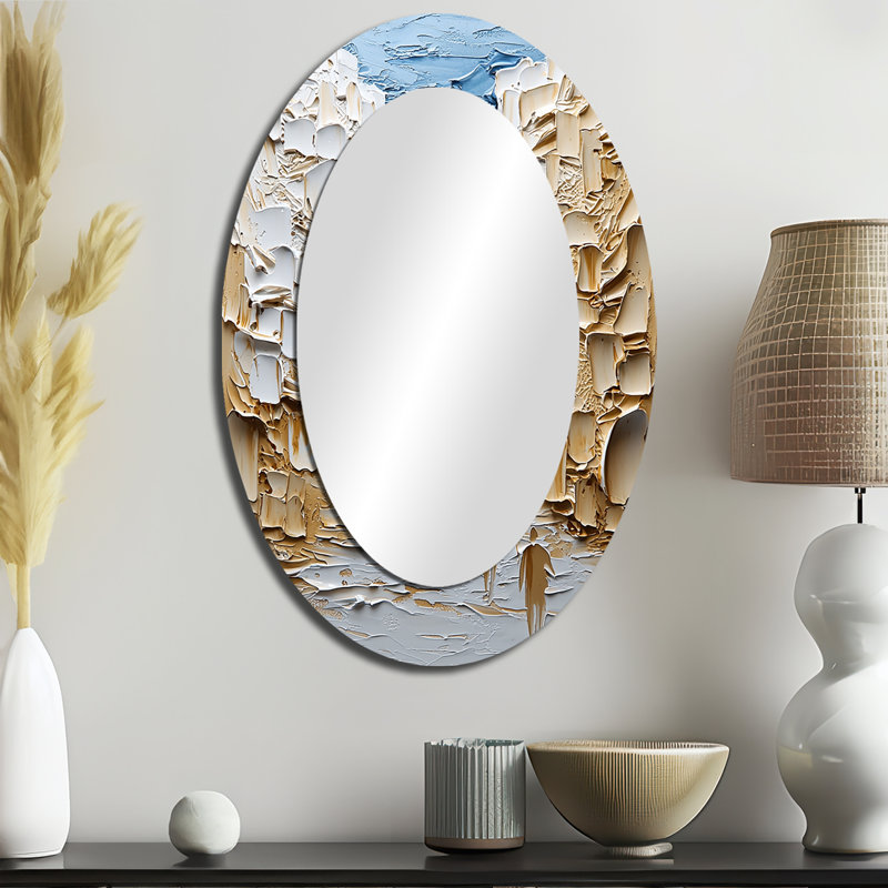Or et souk Whitemarrakech au Maroc I - Miroir mural traditionnel ovale, 36 po x 24 po