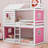 Yaraghi Bunk Wood House Bed with Tent-363034505-363034506