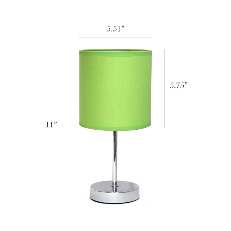 Amandev Simple Designs Mini Basic Table Lamp with Drum Fabric Shade, Green