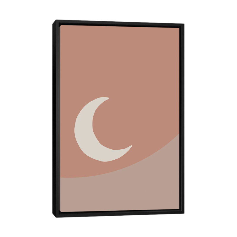 La lune - impression d'art graphique, Pas de tapis, H 26 po x l 18 po x 1,5 po, Toile avec cadre noir