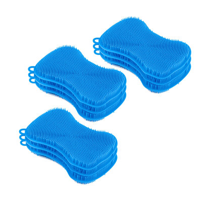 Superio, éponge de lave-vaisselle résistante à la chaleur en silicone, nettoyant pour fruits, laveuse de légumes, poils durables anti-rayures, paquet de 9
