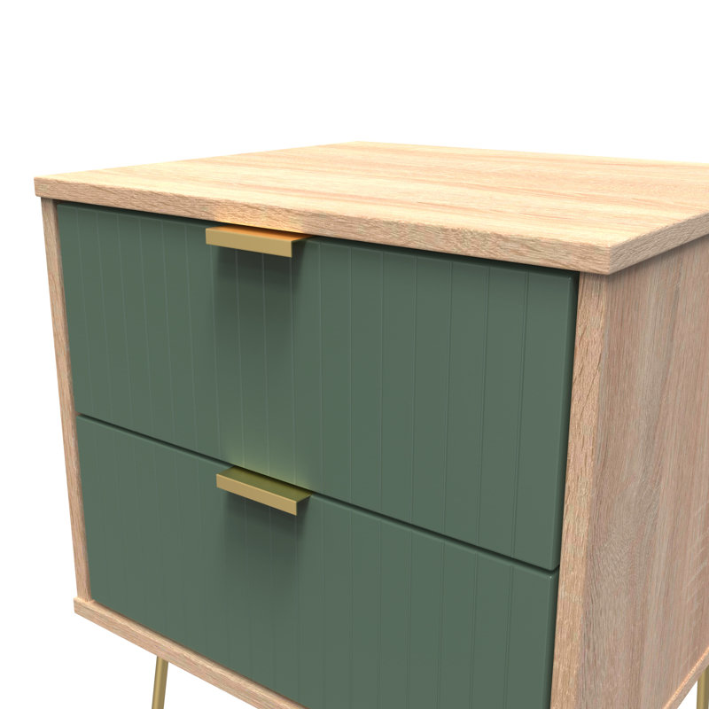 Beranda 45cm W Manufactured Wood Bedside Table, Labrador Green/Bardolino Oak