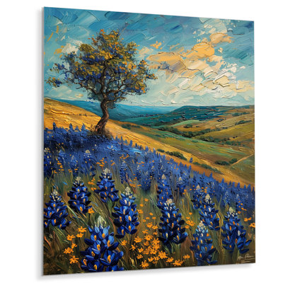 Blue Green Morning Magic Blue Bonnets Fields - Blue Bonnets Wall Art