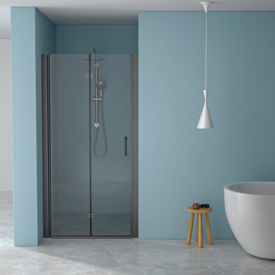 Porte de douche pliante sans cadre avec verre trempé