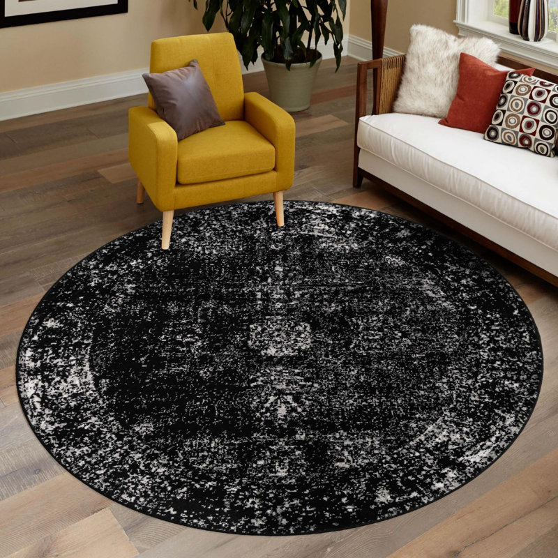 Tapis rond rond à motif abstrait ciel de minuit