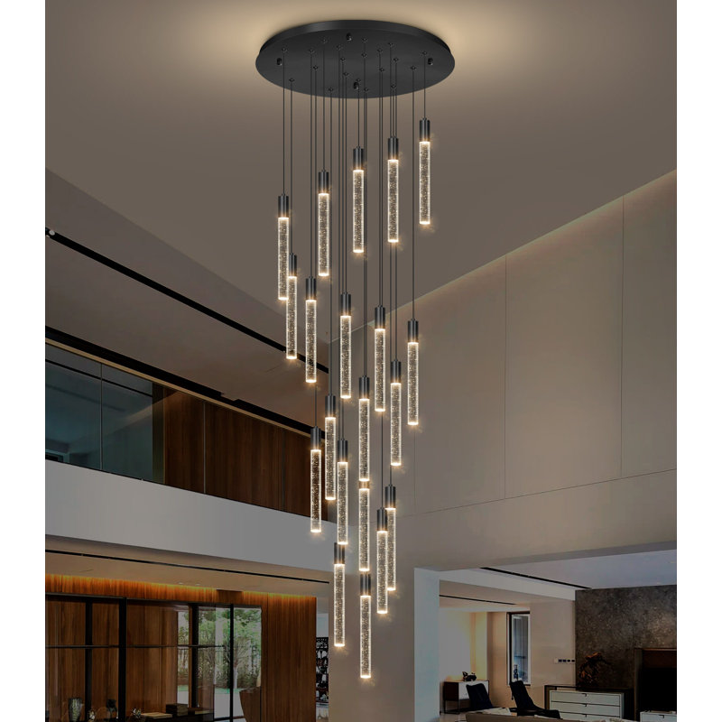 Lustre clair en cristal à intensité variable, Noir mat, 20