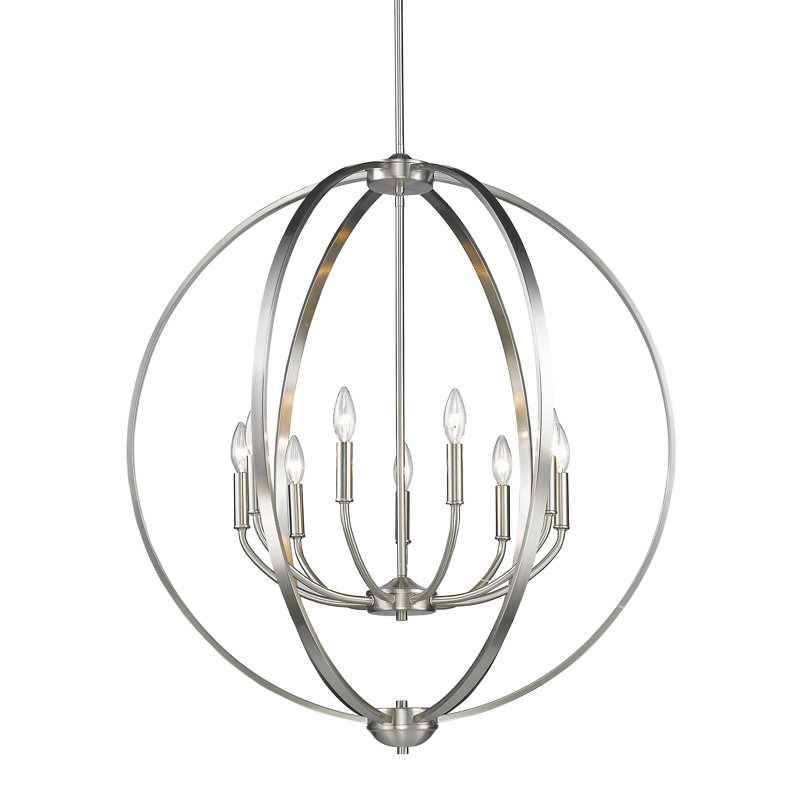 Petitt 9 - Light Steel Dimmable Chandelier, No Shade, Pewter