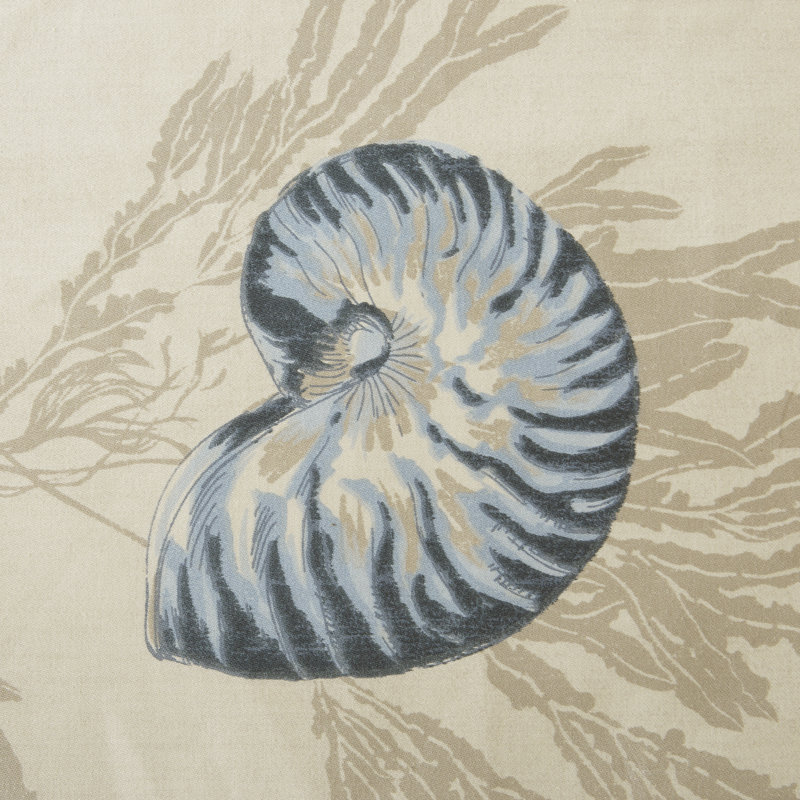 Navy and Ivory Seashell Cotton Rod Pocket Valance