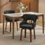 Chaises de salle à manger pivotantes 360 ° Mid-Century noires avec patins réglables, pieds en bois massif-217780791
