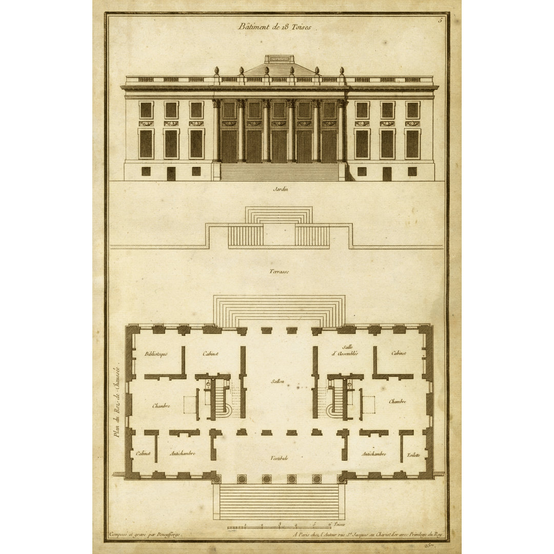 Leinwandbild Vintage Building & Plan II