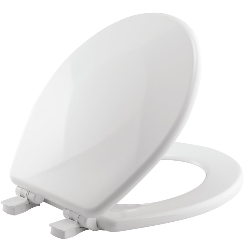 Siège de toilette Teardrop Sculpted, fermeture lente, ne se desserre jamais, ROND, bois durable, blanc