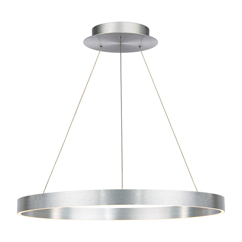 Sirius Unique Drum Dimmable LED Pendant, Brushed Aluminum, 1.625" H x 24" W x 24" D