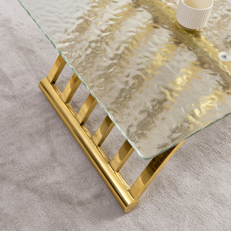 Table basse à plateau en verre, Eau texturée
