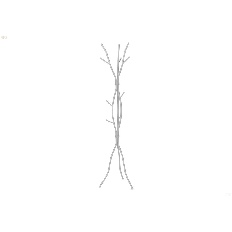 Coat Rack, Hall Tree, Free Standing, 11 Hooks, Entryway, 74"H, Bedroom,Metal, Contemporary, Modern, Silver