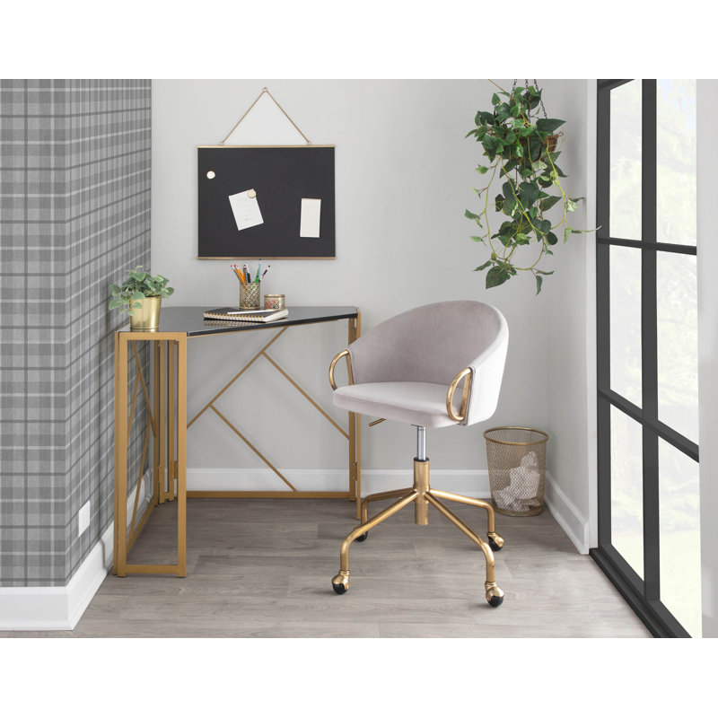 Audwine Task Chair, Silver, Velvet, Gold
