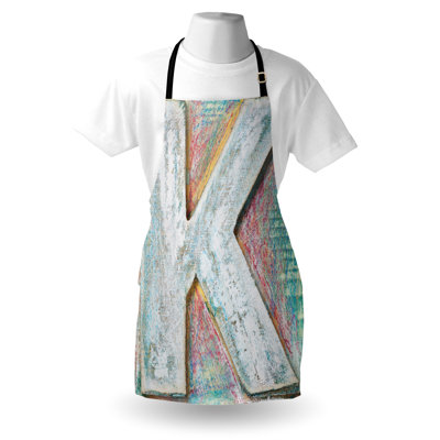 East Urban Home Letter K Apron Unisex, Scratched Looking K, Adult Size, Multicolor