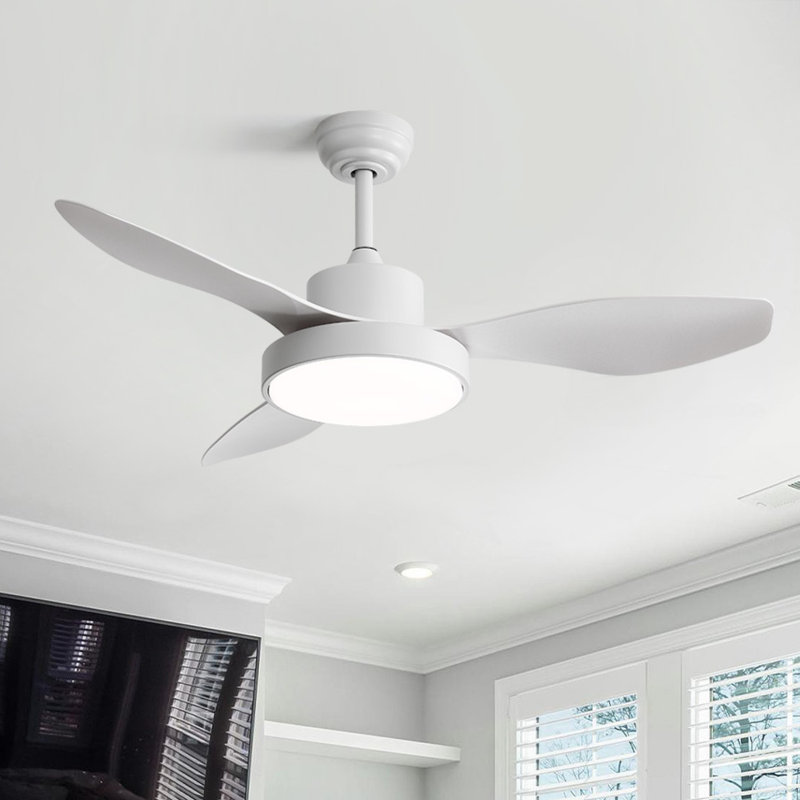 Ventilateur de plafond 47 "avec lumière DEL 22W et télécommande, Blanc, Blanc, Blanc