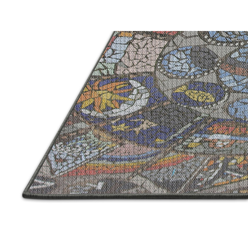 Tapis vert/brun tissé à la machine, Rectangle 2 pi x 4 pi