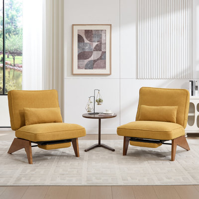     Accent Chair with Adjustable Footrest ,Lounge Chair with Adjustable Backrest,Reclining Chair For Reading Room,Living Room,Apartment, Office (Set of 2)