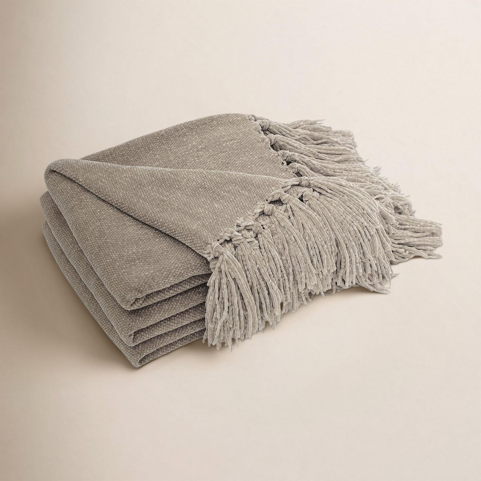Soft Chenille Throw Blanket, Taupe, 60" L x 50" W