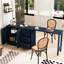 Buffet extensible 89,7 po avec rangement intelligent, 3 tiroirs et 2 portes, bleu marine, convenant à une table multifonctionnelle dans le vestibule, permettant d'économiser de l'espace-129987603