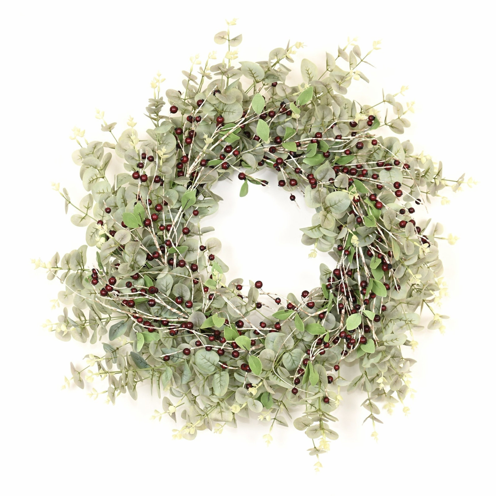 26" Handcrafted Berry Eucalyptus Wreath, Pink/Green
