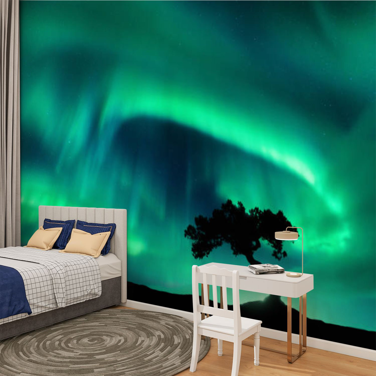 Millwood Pines Peel and Stick Canvas Wallpaper Wall Mural lights alone ...